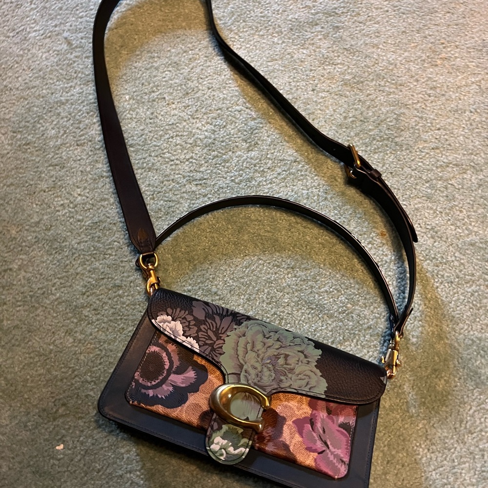 Coach Black and Green Shoulder Bag with Gold Clasp